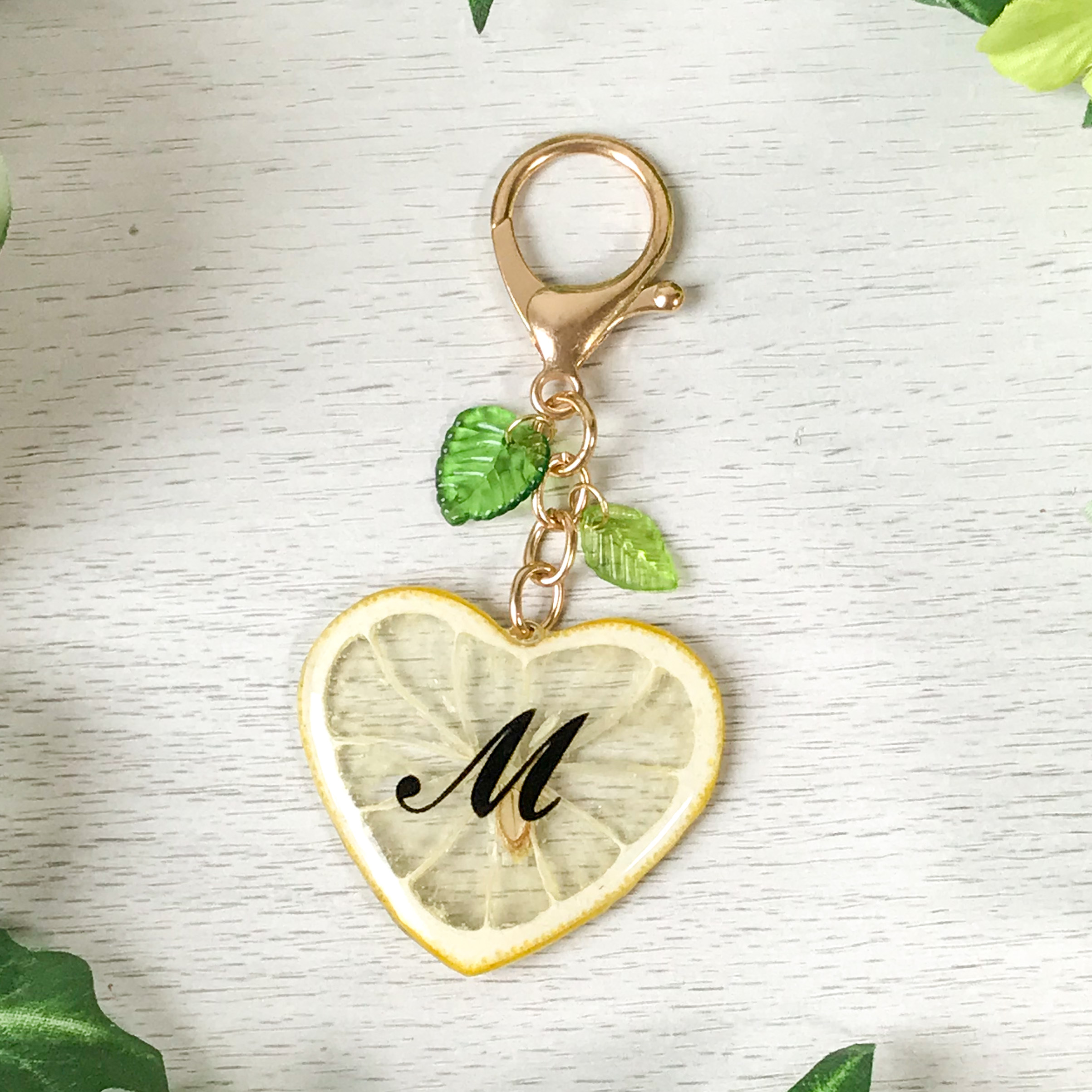 ハートレモン💛イニシャルキーホルダー