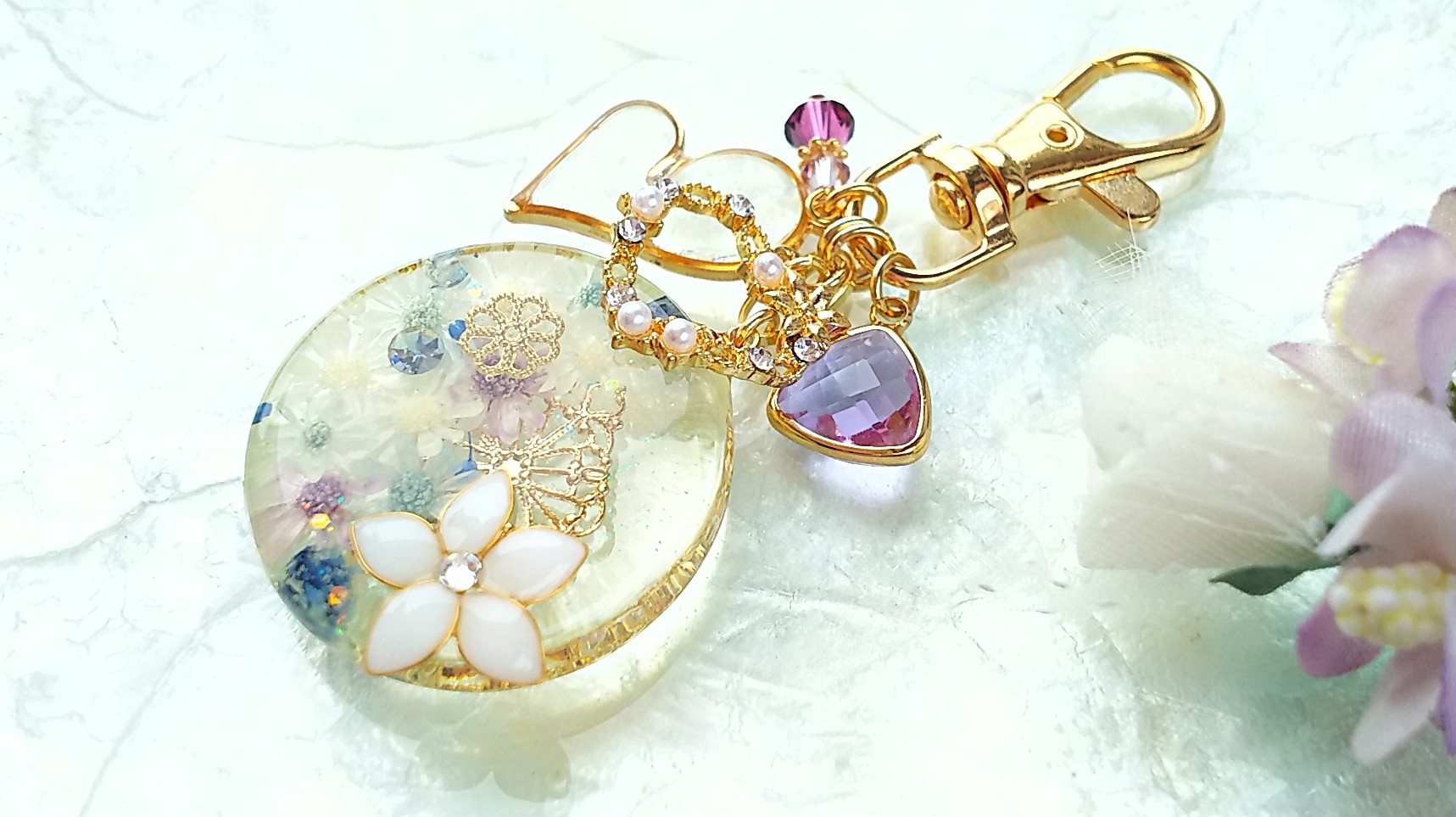 Star flower bloom キーホルダー（ブルーラベンダー）