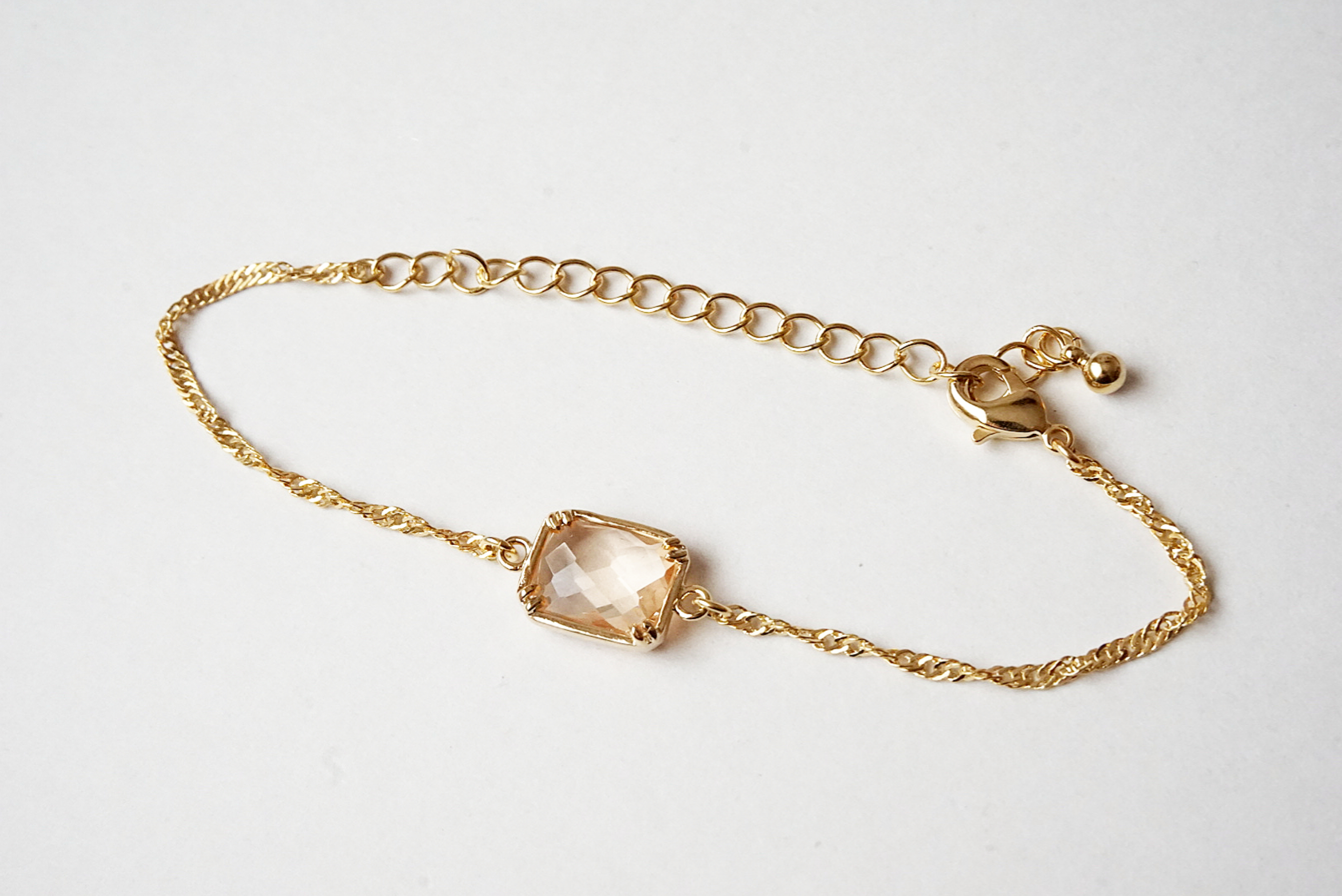 ガラスチャームブレスレット(スクエア)オレンジ