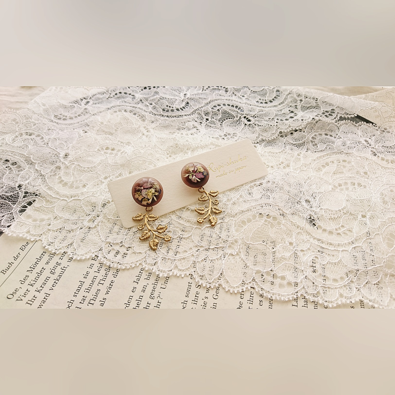 ピンクアナベルの2wayピアス