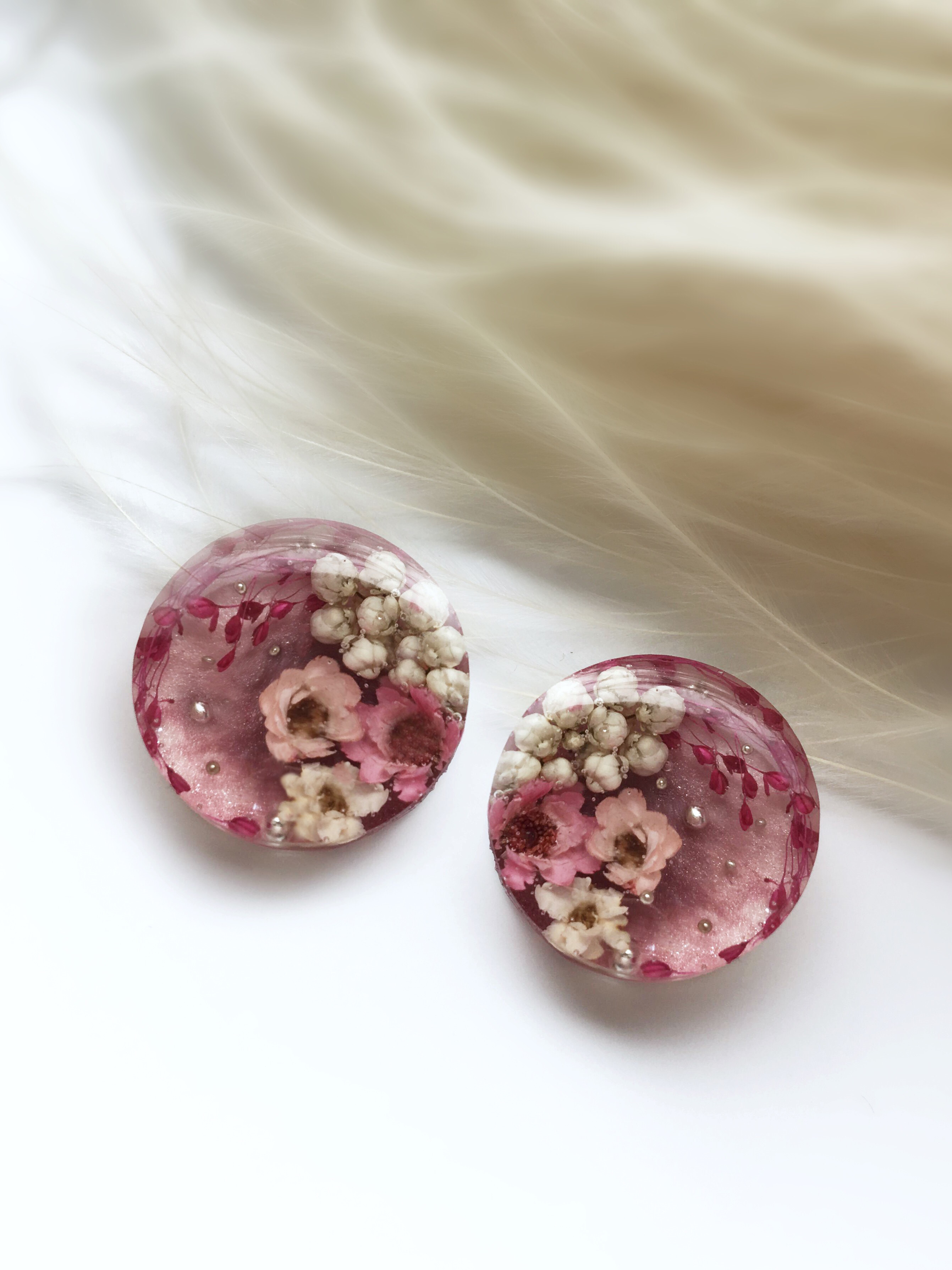 🌸受注製作🌸 Framboise Sky and Beautiful Flower (ピアス・イヤリング)