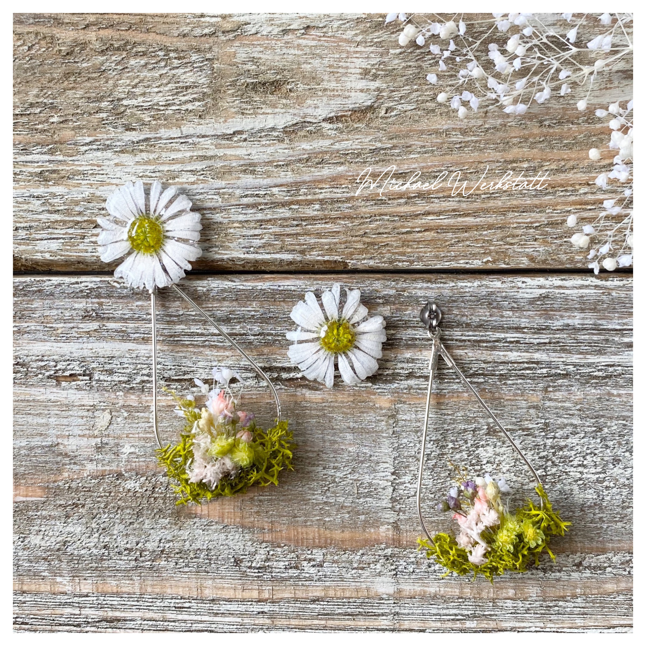 2way 一輪花と小花のコンテナピアス