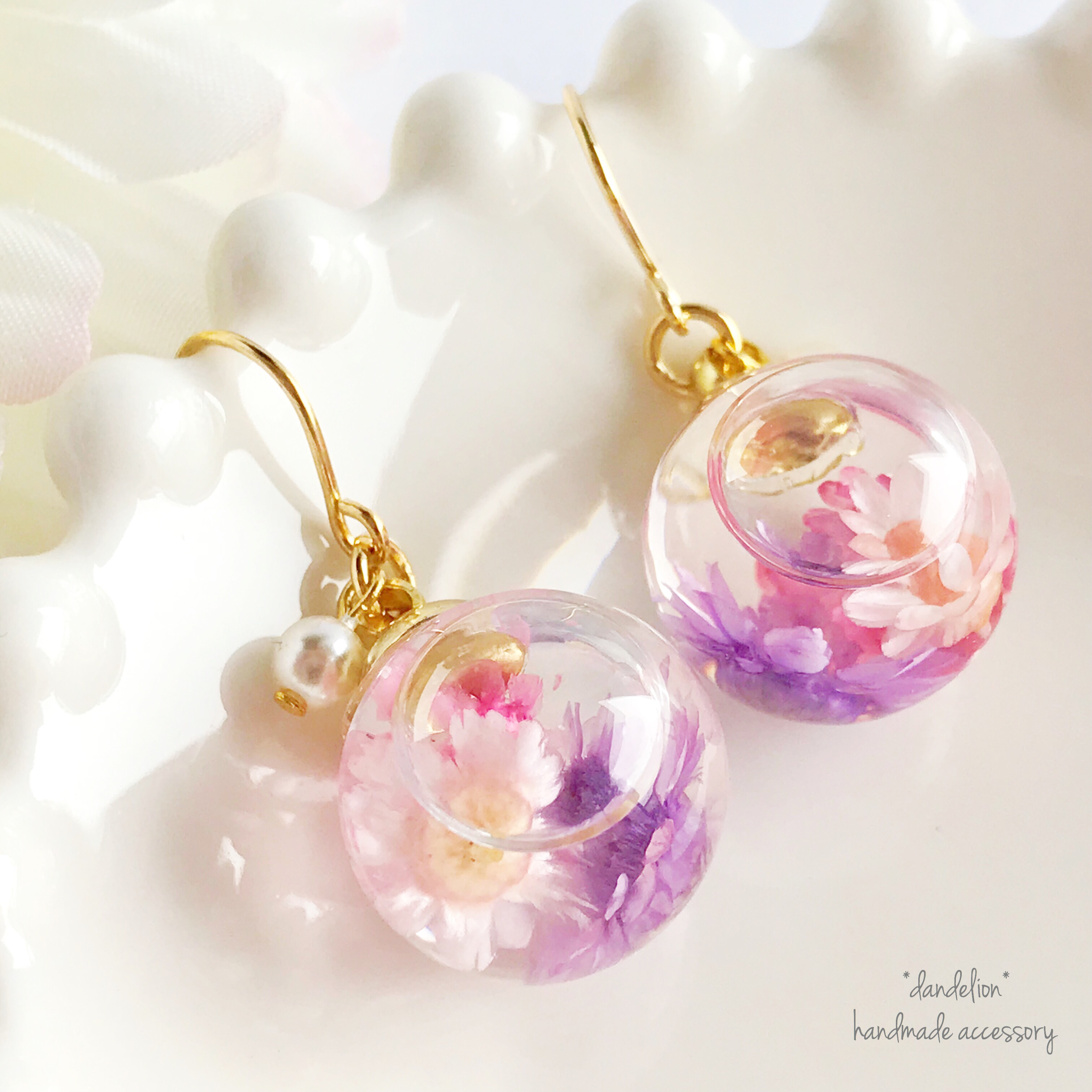 【わたあめカラー】ハーバリウムピアス/イヤリング