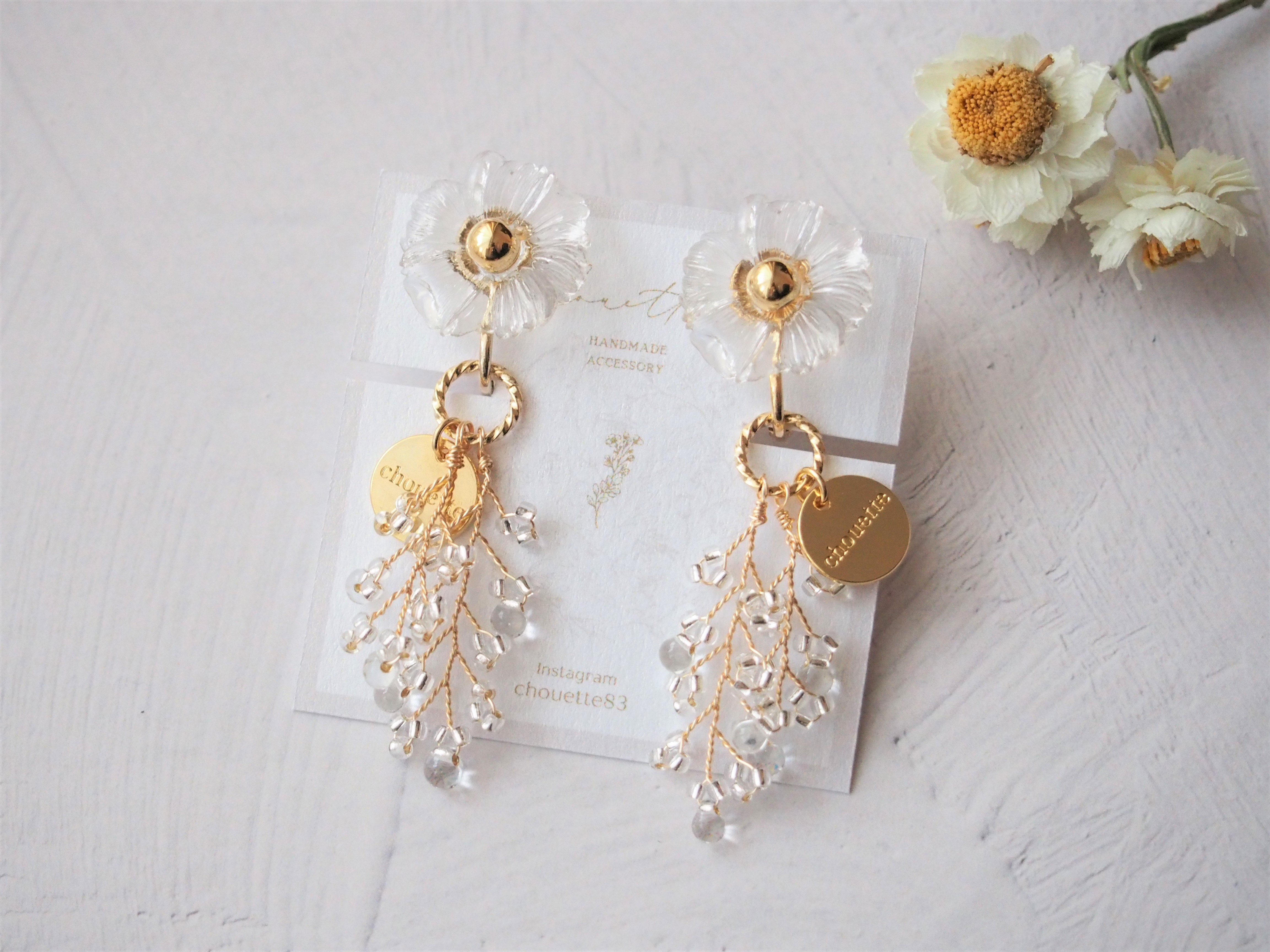 clear flowerピアス/イヤリング