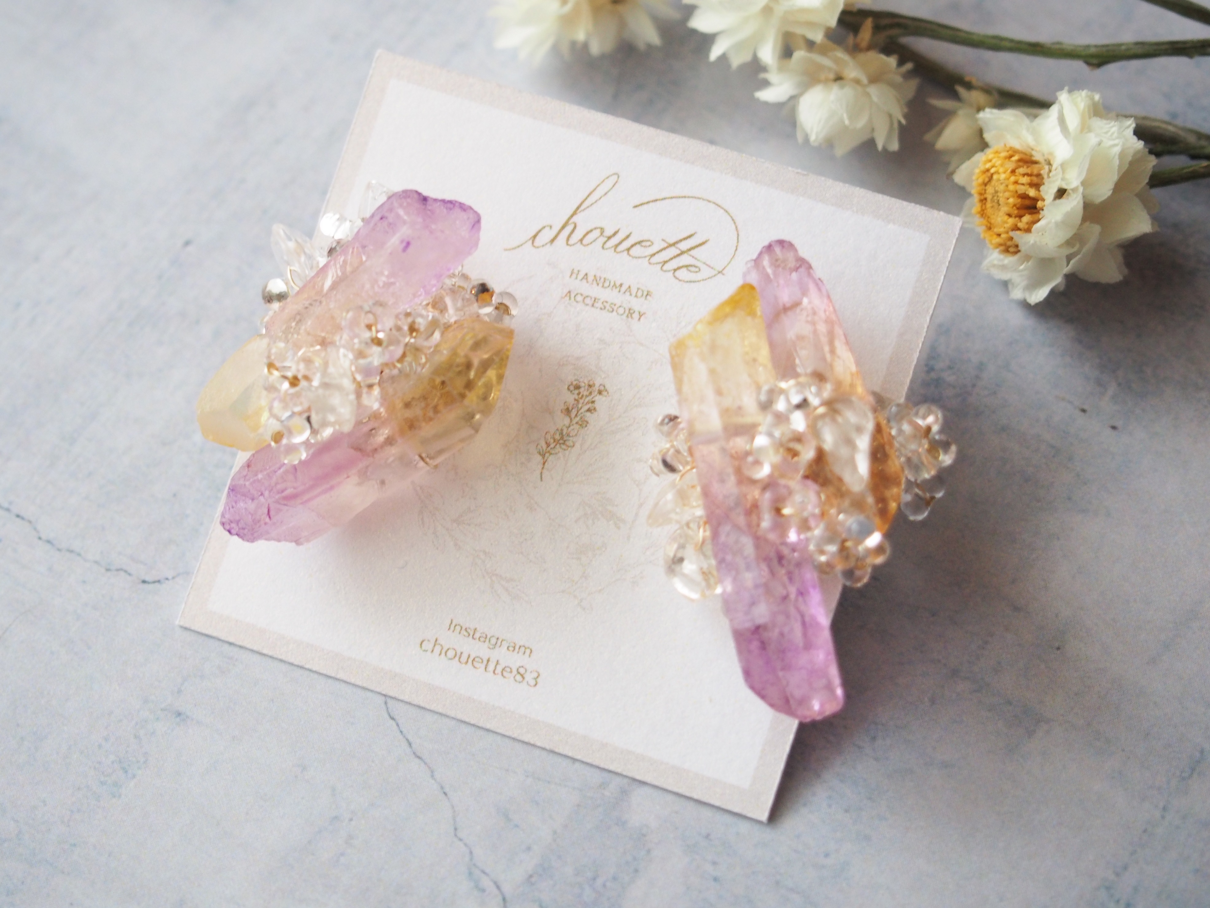 crystal icicleピアス/イヤリング(purple)