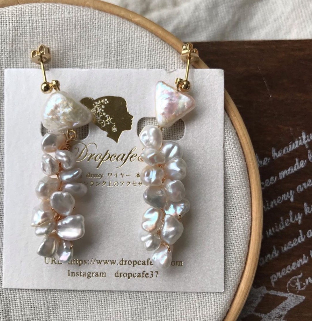 希少　淡水パールトライアングルピアス　or　イヤリング