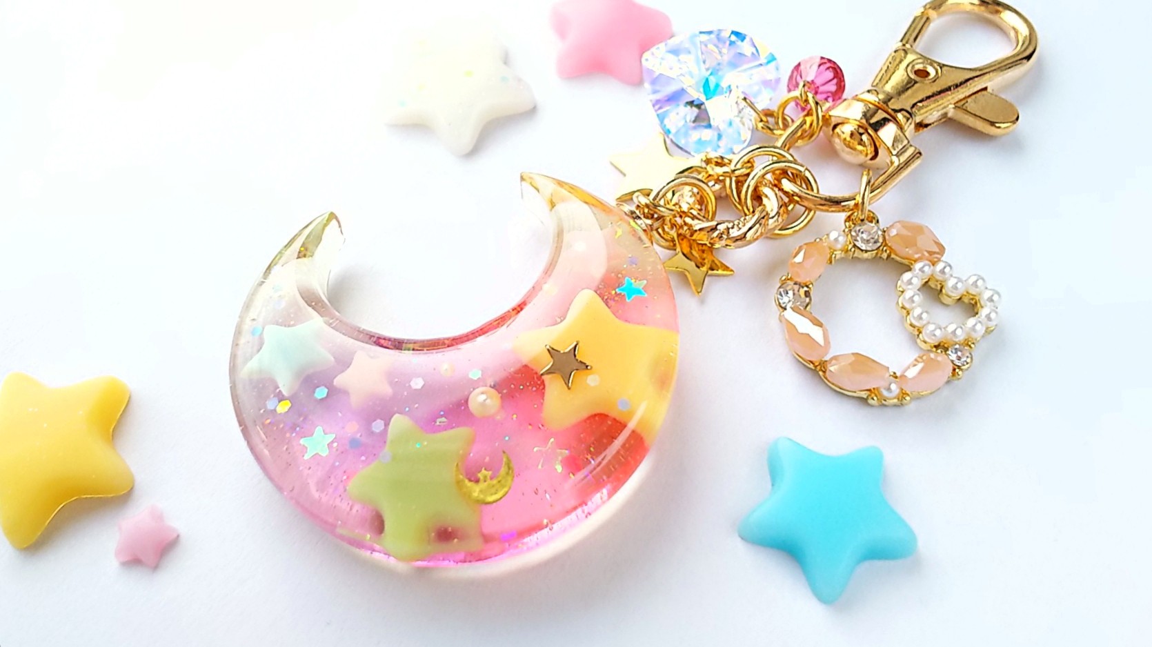 七夕三日月のキーホルダー🌟（織姫）