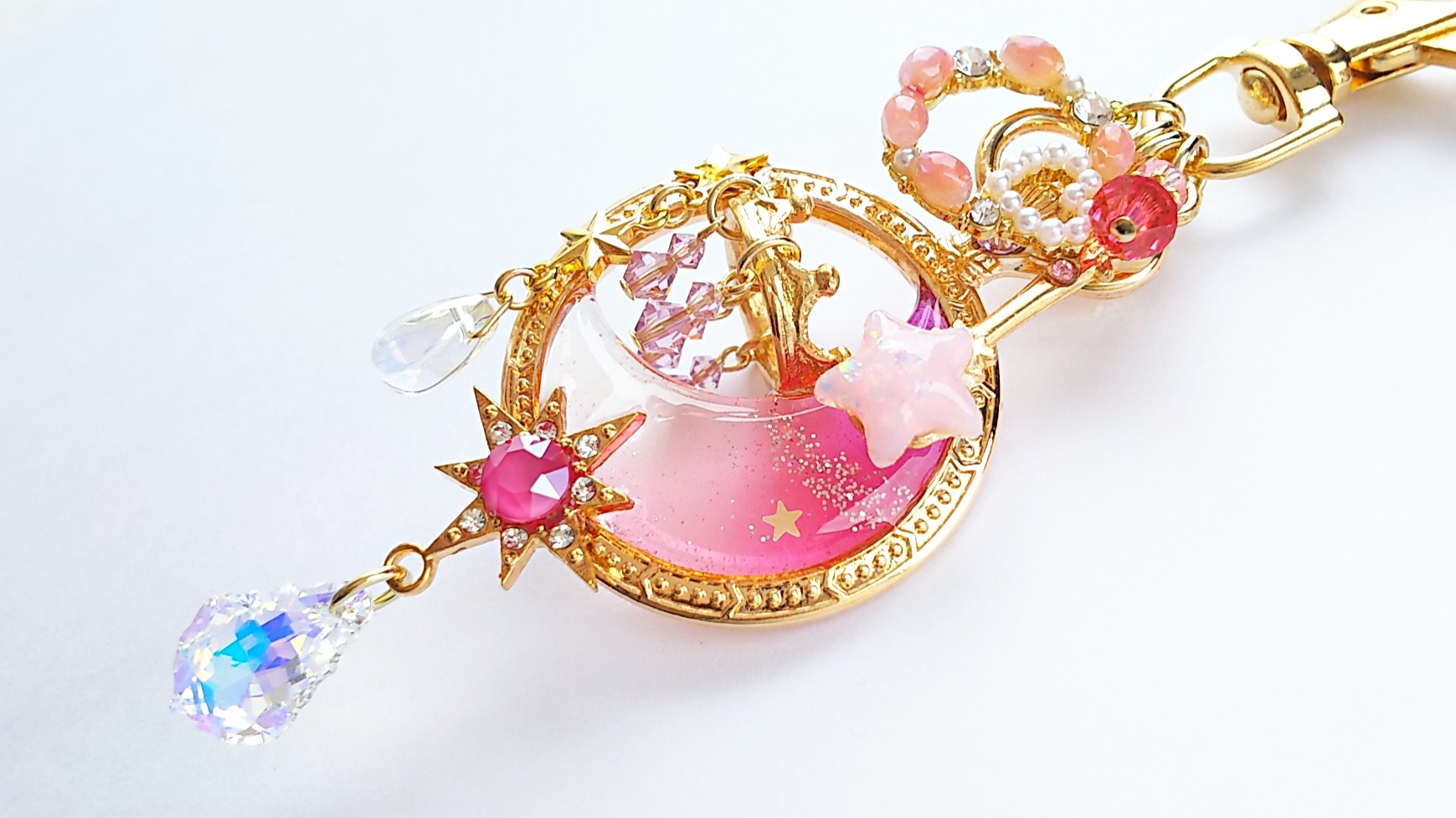 天の川シャンデリアキーホルダー🌟（ピンクパープル）