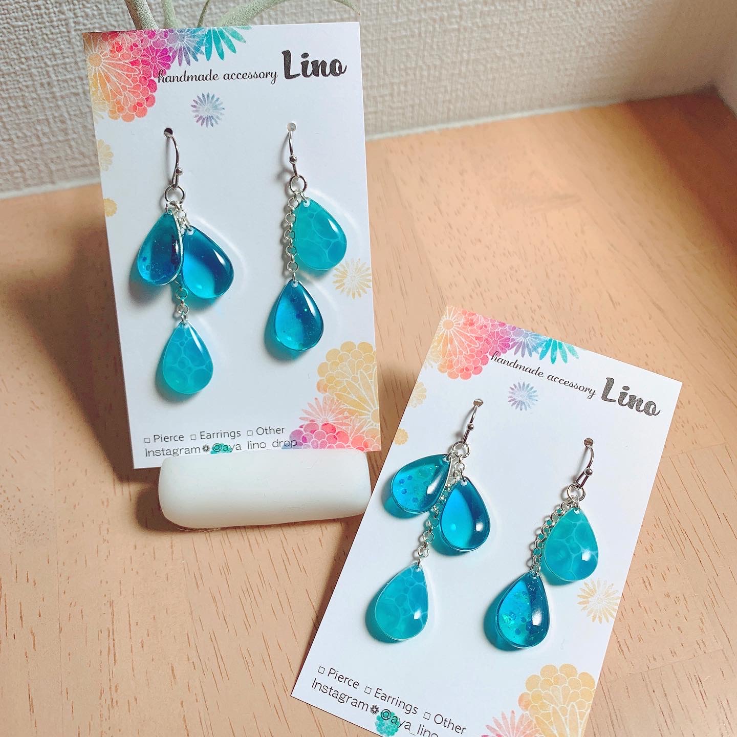 こつぶドロップアシメピアス shallow sea