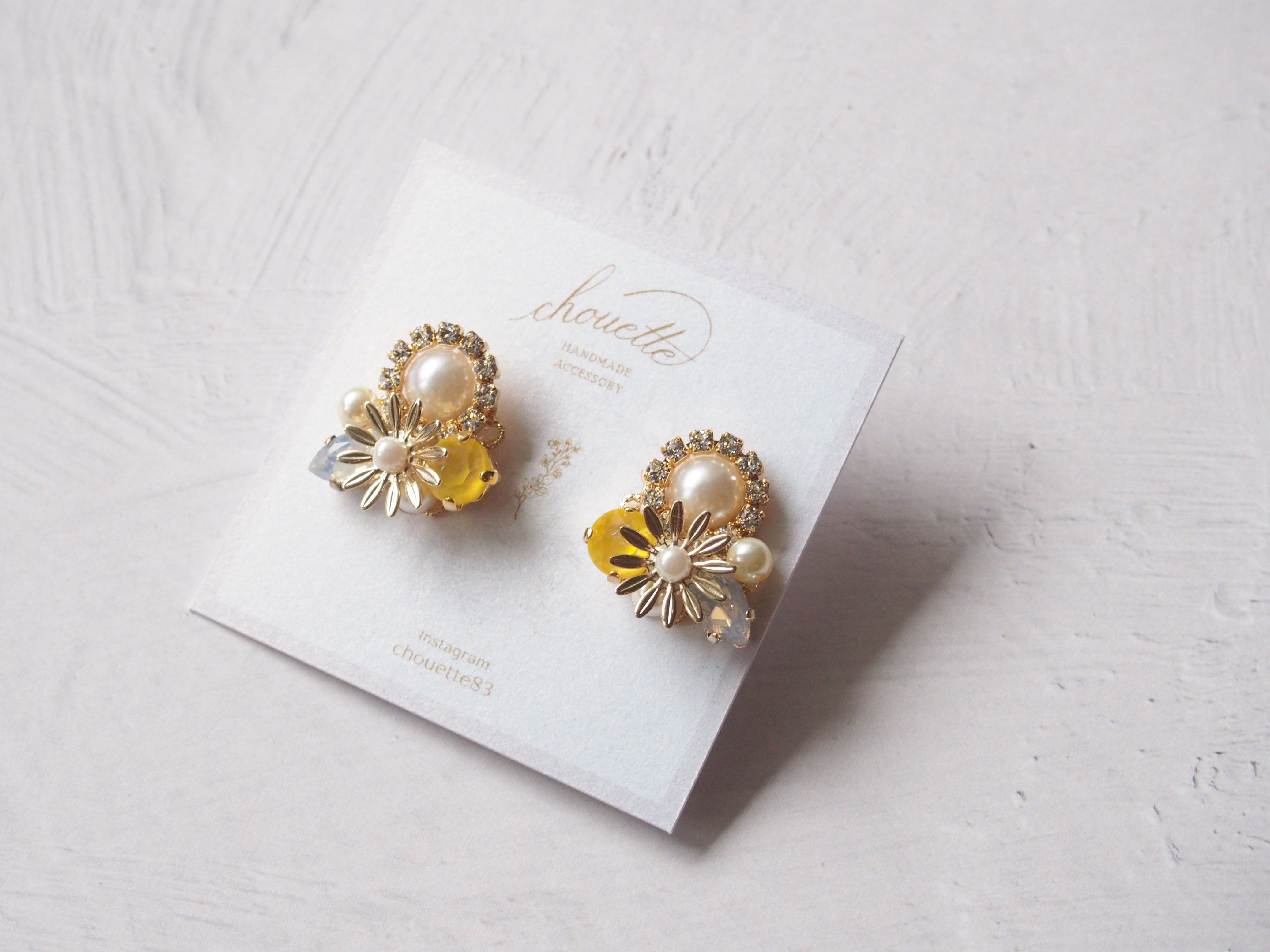 【14kgf】flower bijou pierce (yellow)
