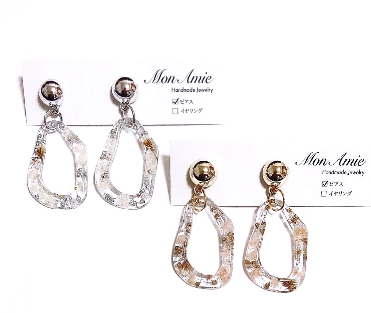 【送料無料】再入荷！高橋ユウさん着用！metallic ball botanical hoop pierce