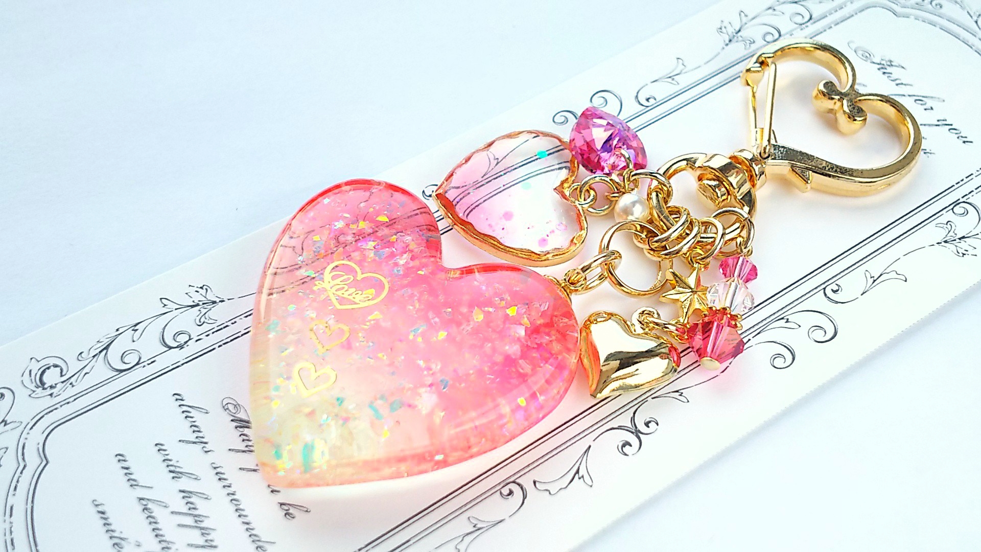 ハートのキーホルダー♡ピンク