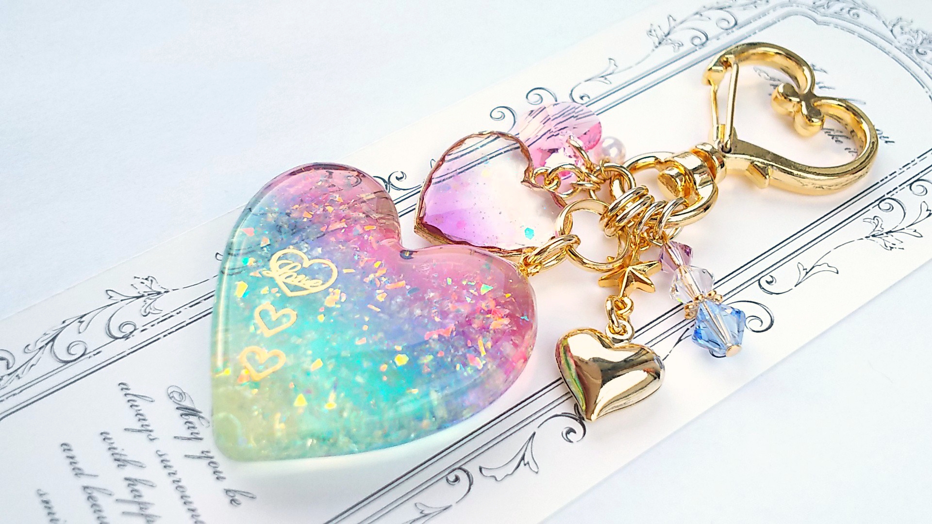 ハートのキーホルダー♡パープルブルー