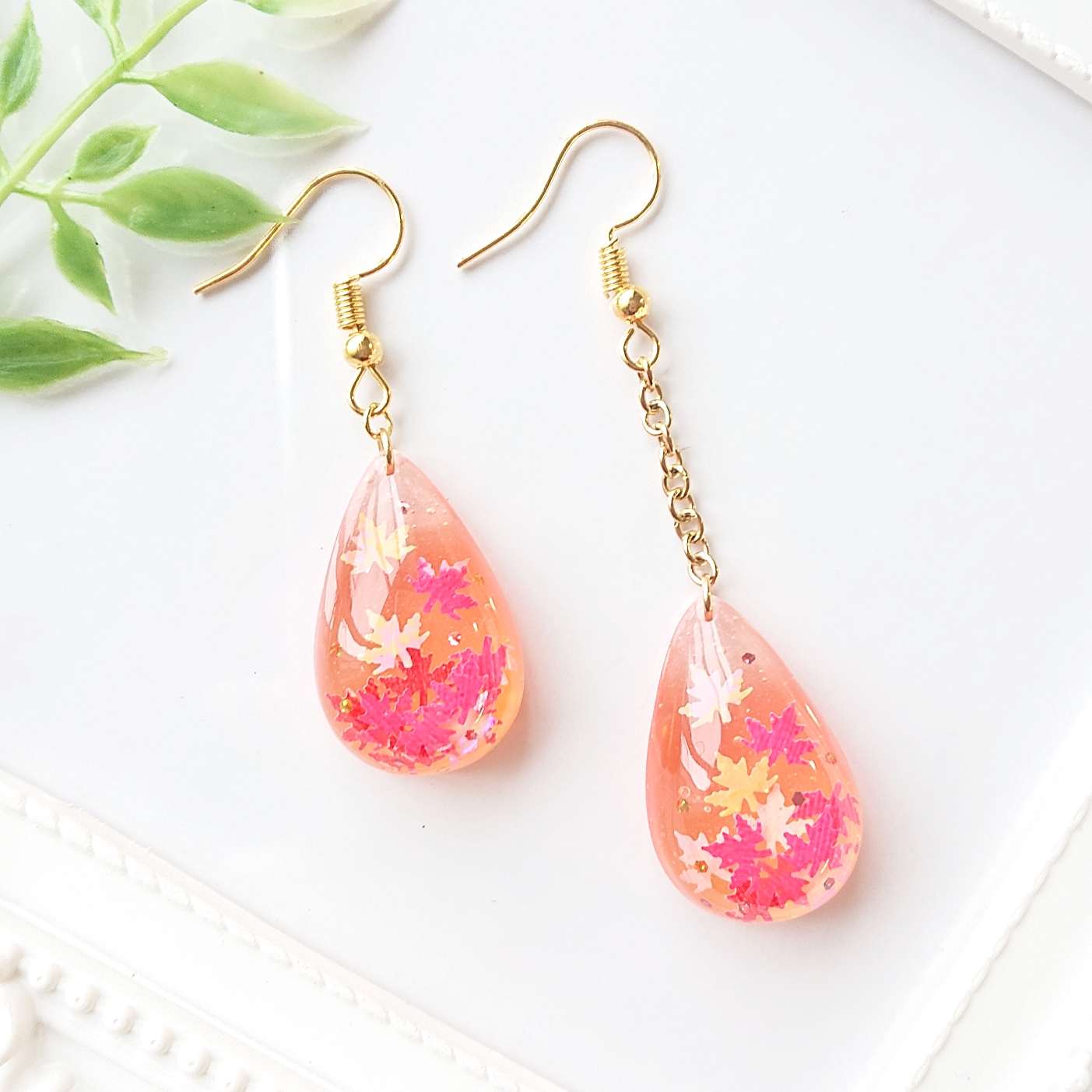 紅葉。.*✴雫型レジンピアス・イヤリング