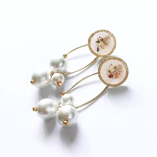 【送料無料】2way flower shell pearl bar design