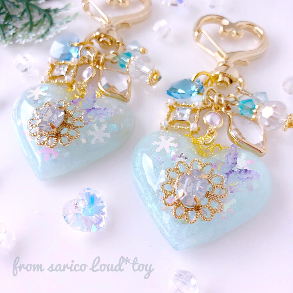 冬のハートチャーム/light blue