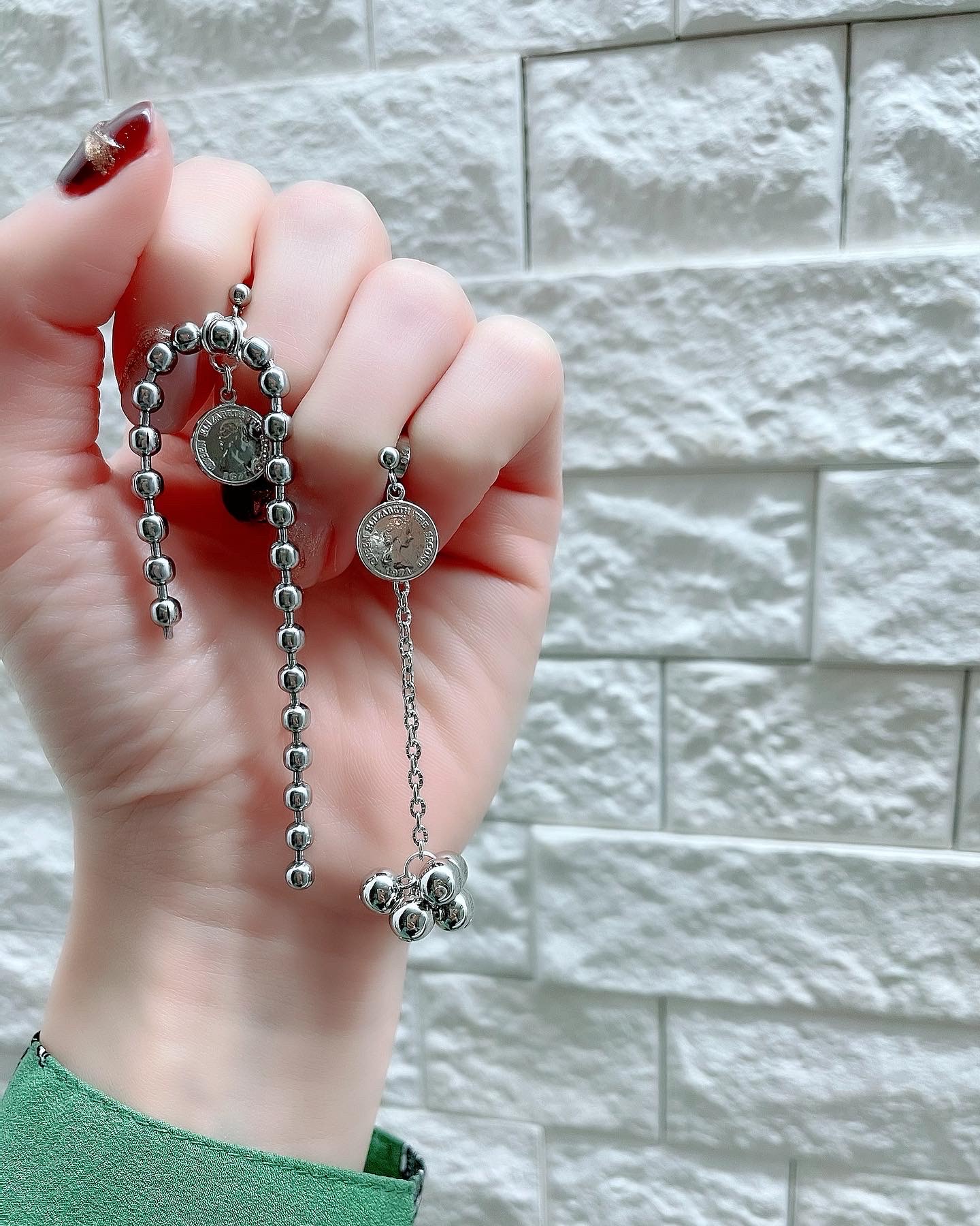 【New】silver ballchain