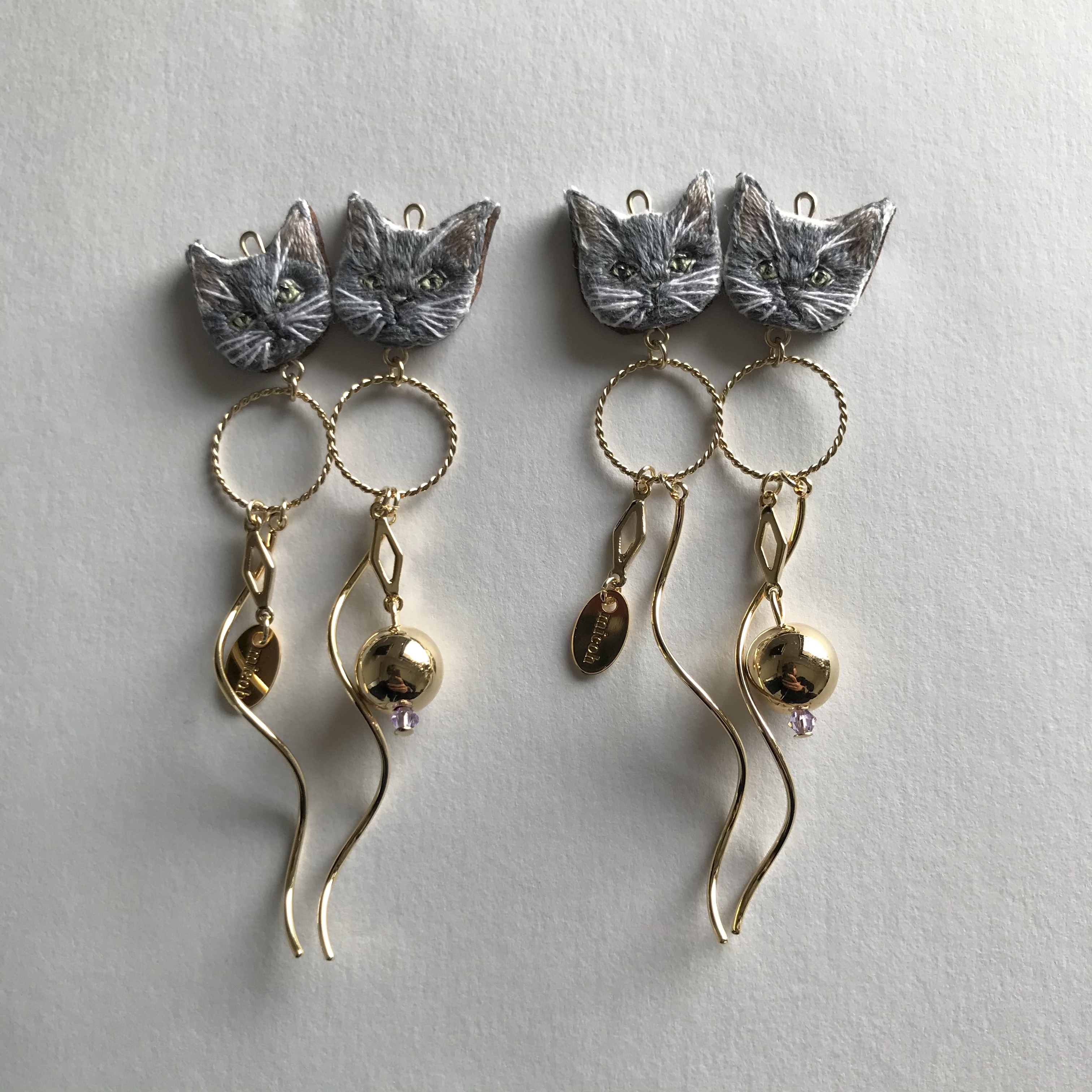 ワイヤーチャーム　キャットピアス