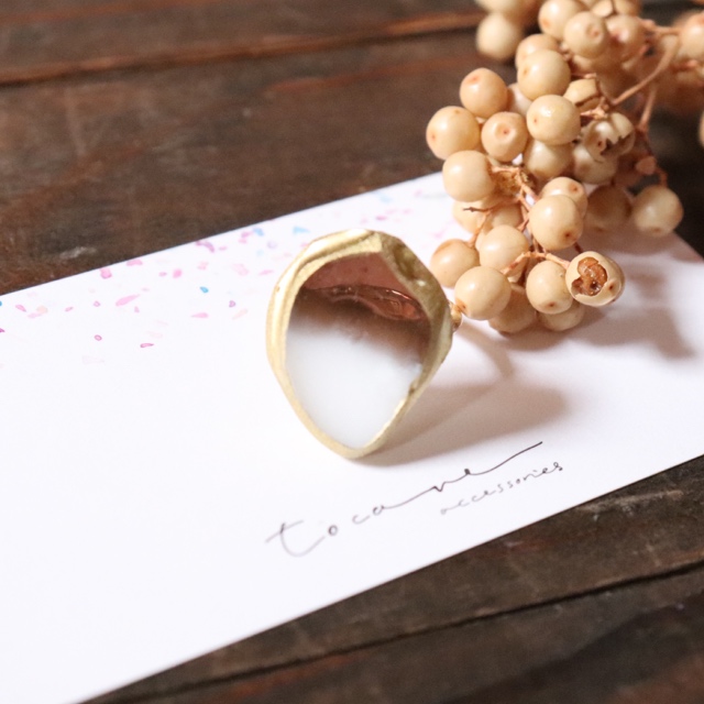 カフェオレカラーのアゲートスライスリング♡