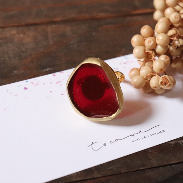 ボルドーのアゲートスライスリング♡