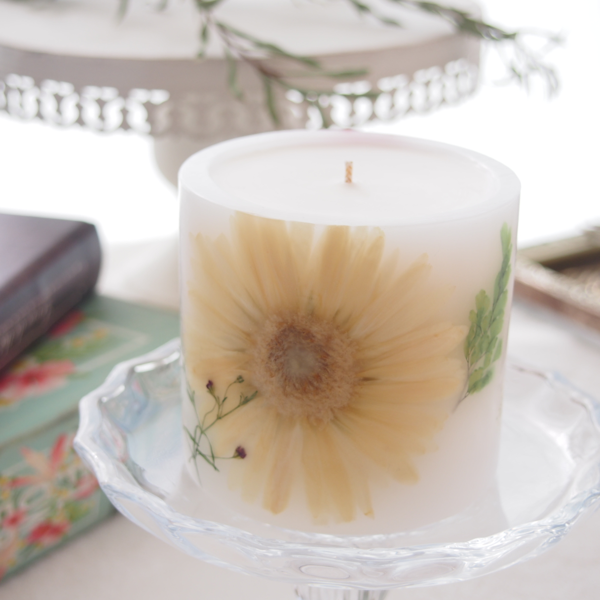 ◆春待ちキャンドル◆　ガーベラが主役のボタニカルキャンドル　ウェディング/プレゼント/お祝いや感謝の気持ちに・・・