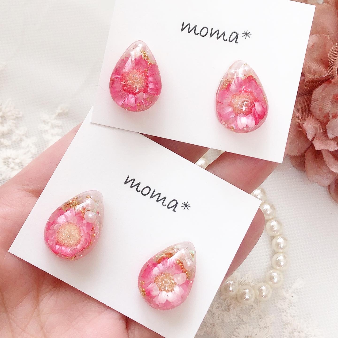 【受注制作】ぷっくり雫キャンディーピンク