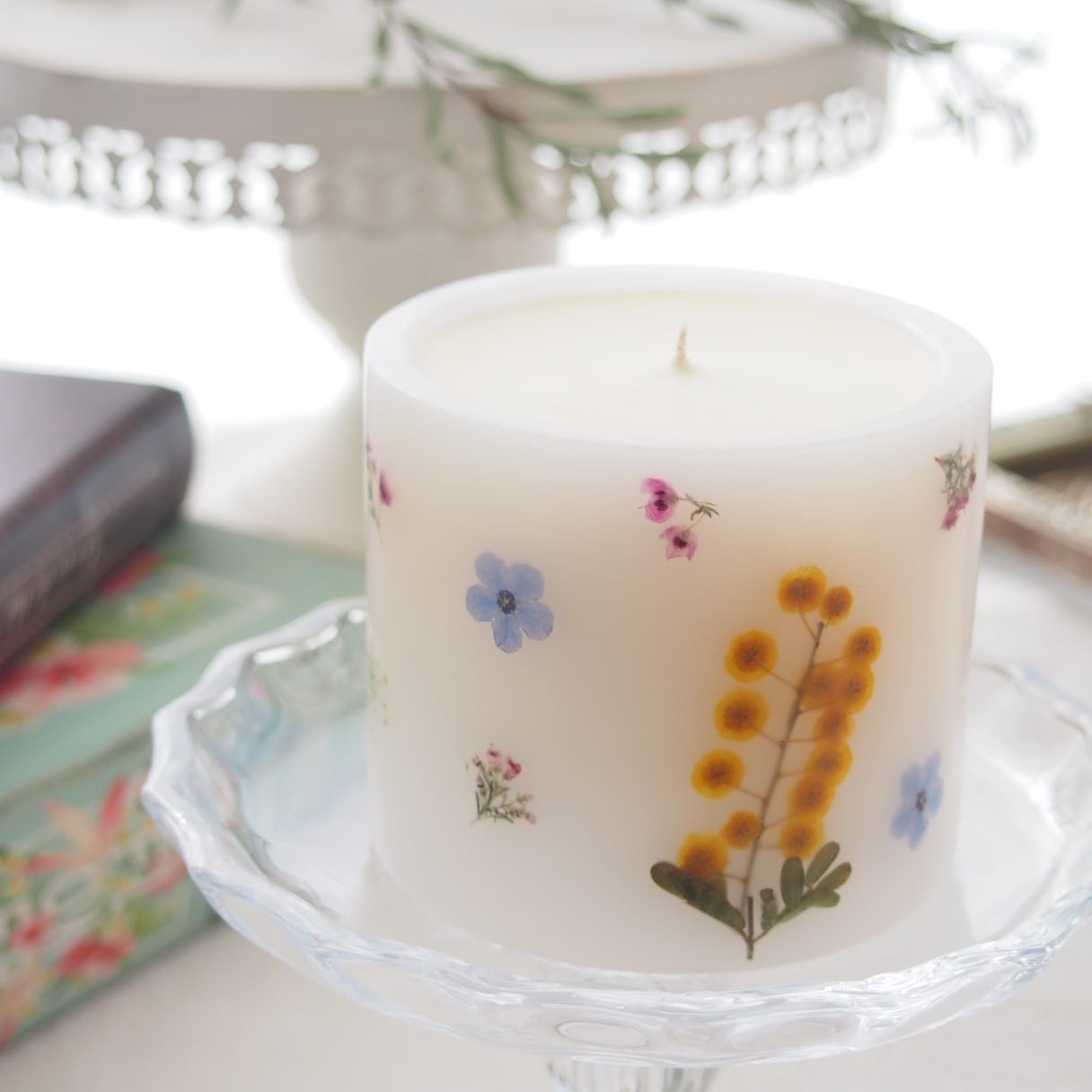 ◆春待ちキャンドル◆　ミモザが主役のボタニカルキャンドル　ウェディング/プレゼント/お祝いや感謝の気持ちに・・・