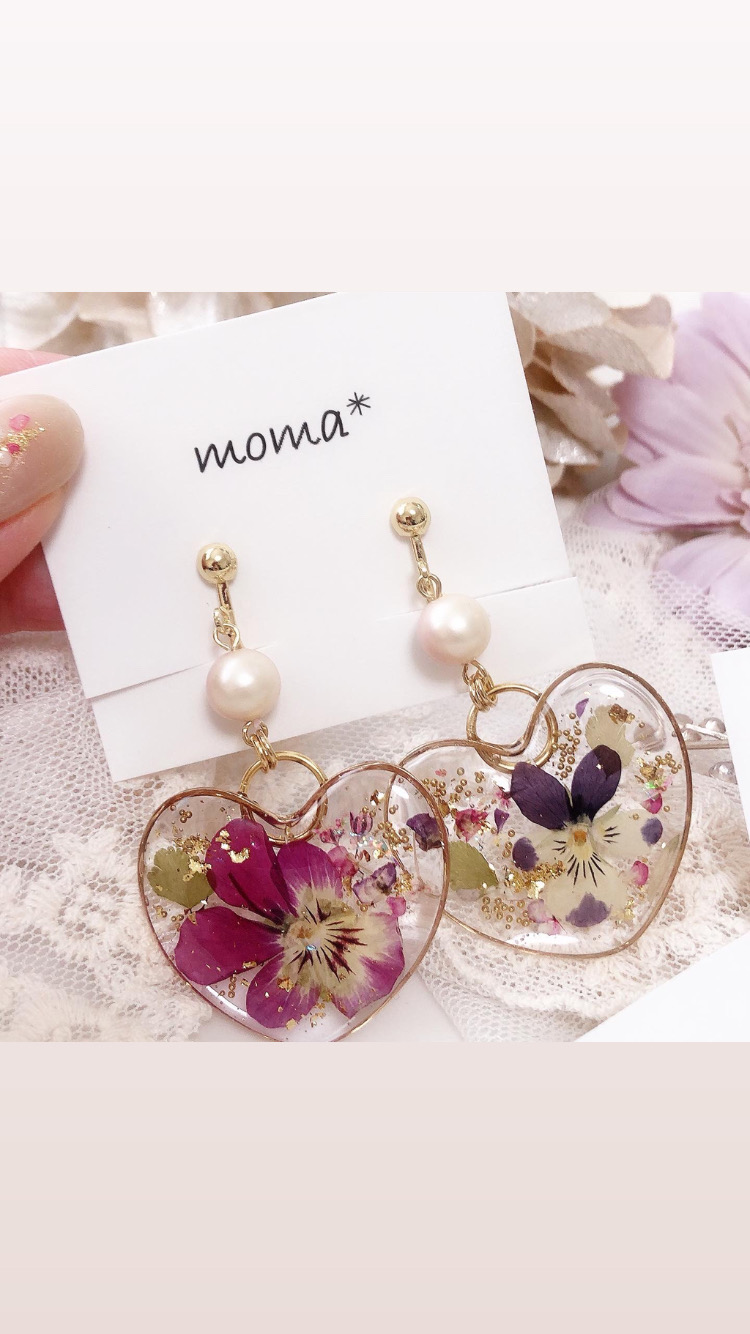 大ぶり押し花ハート