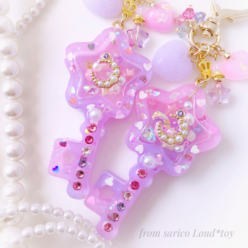 シャカシャカ星鍵チャーム⭐︎heart purple