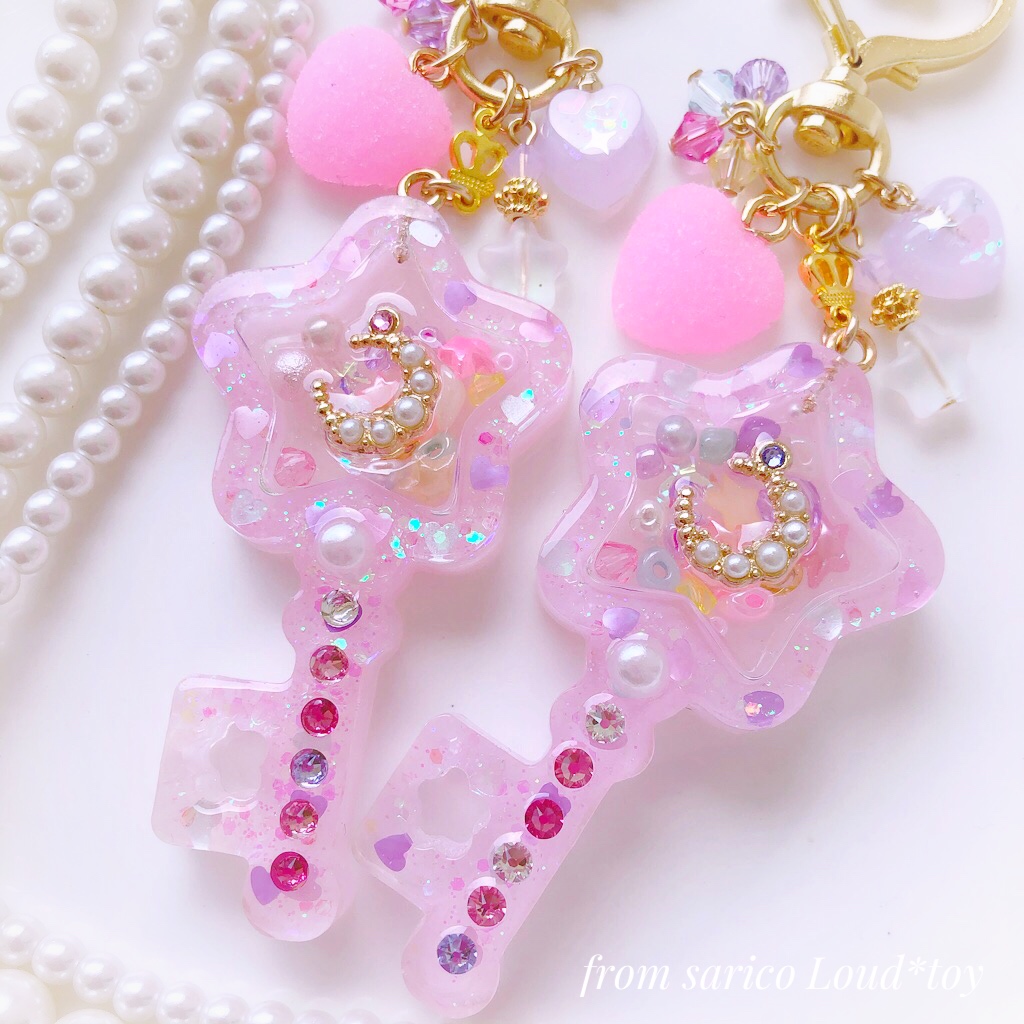 シャカシャカ星鍵チャーム⭐︎heart pink