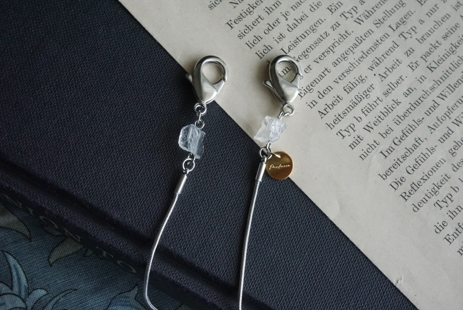 ラフカット天然石 マスクチェーン(シルバー×水晶)