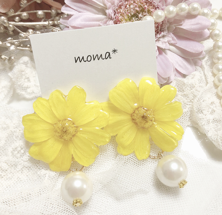 (ピアス)金具変更不可！イエロージニアパール