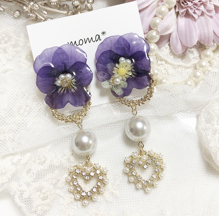 パープルビオラキラキラハート