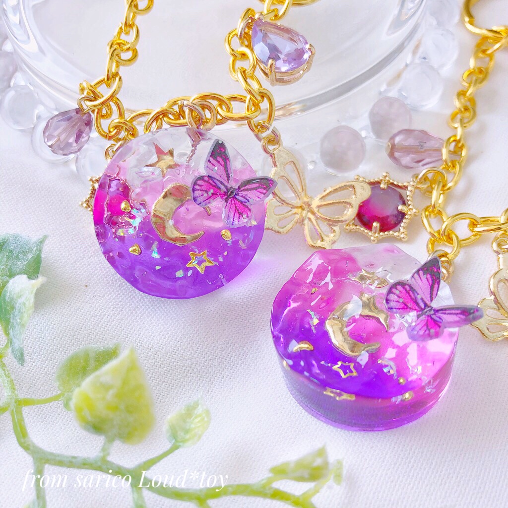 水面の蝶🦋バッグチャーム　purple