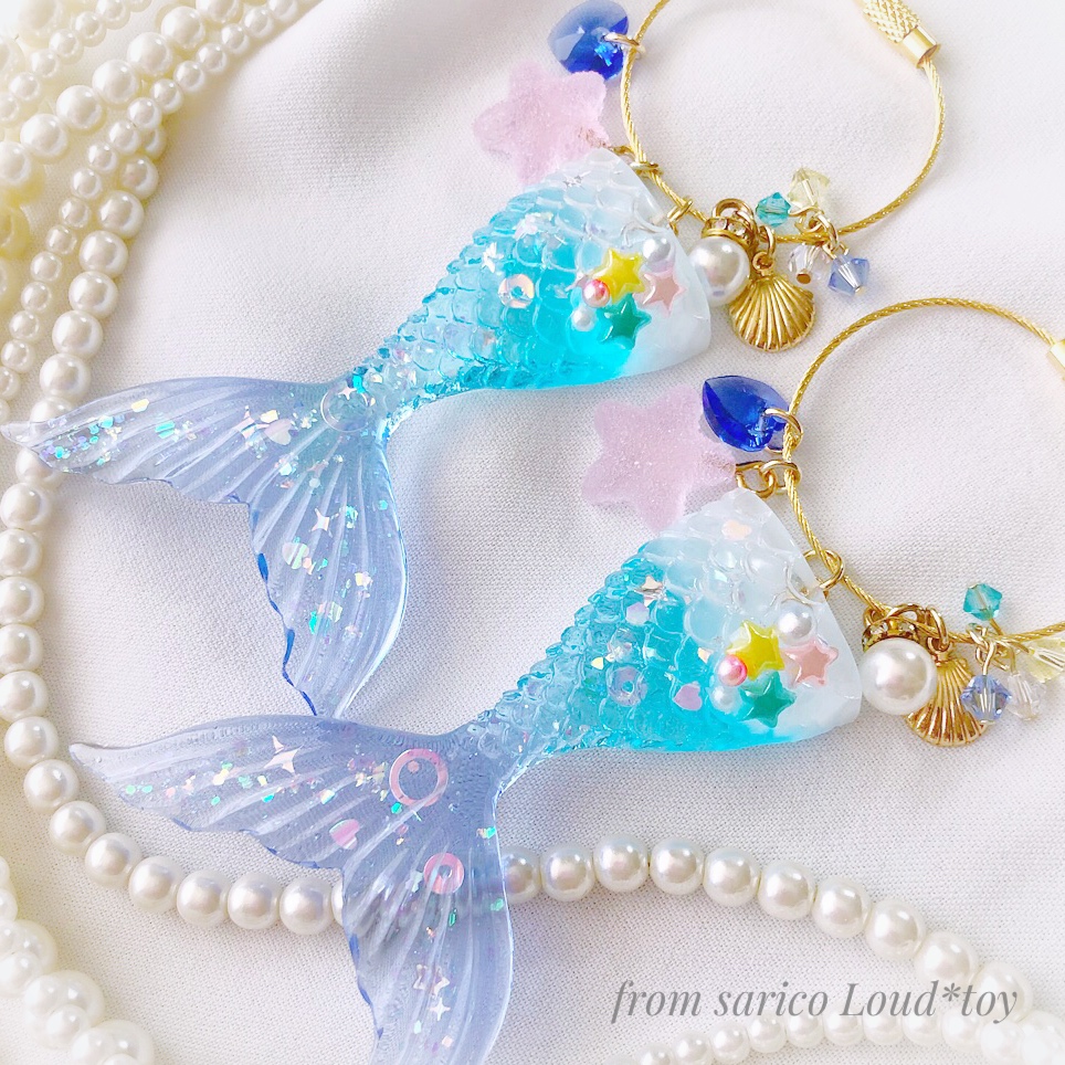 フロートマーメイドワイヤーチャーム🐠🐚ブルーハワイ