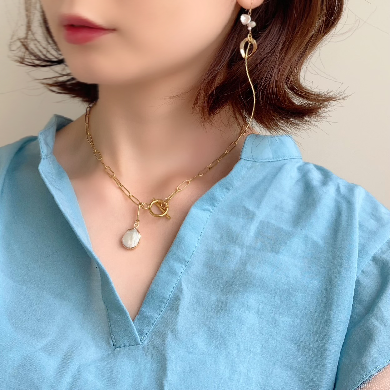 淡水パール一粒ネックレス