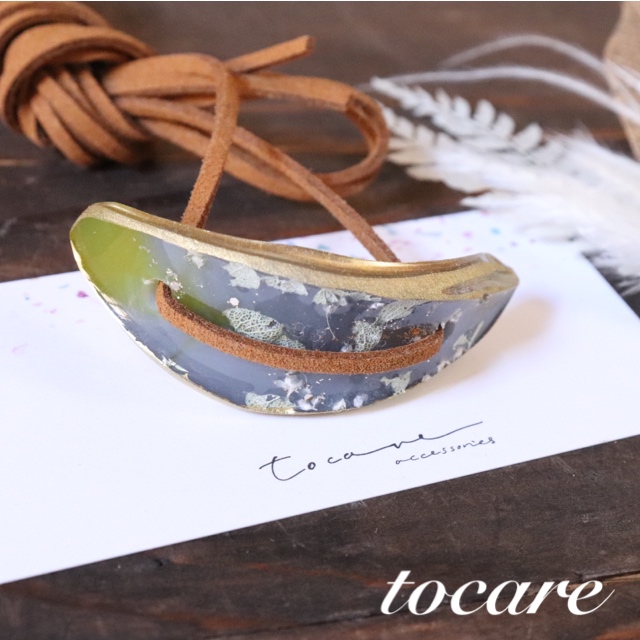 アゲートスライスとドライフラワーのヘアアクセサリー