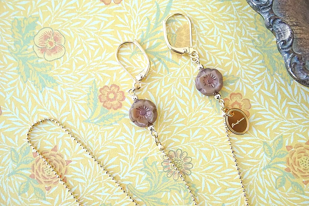 プチフラワー(モーブ×ゴールド)マスクチェーン