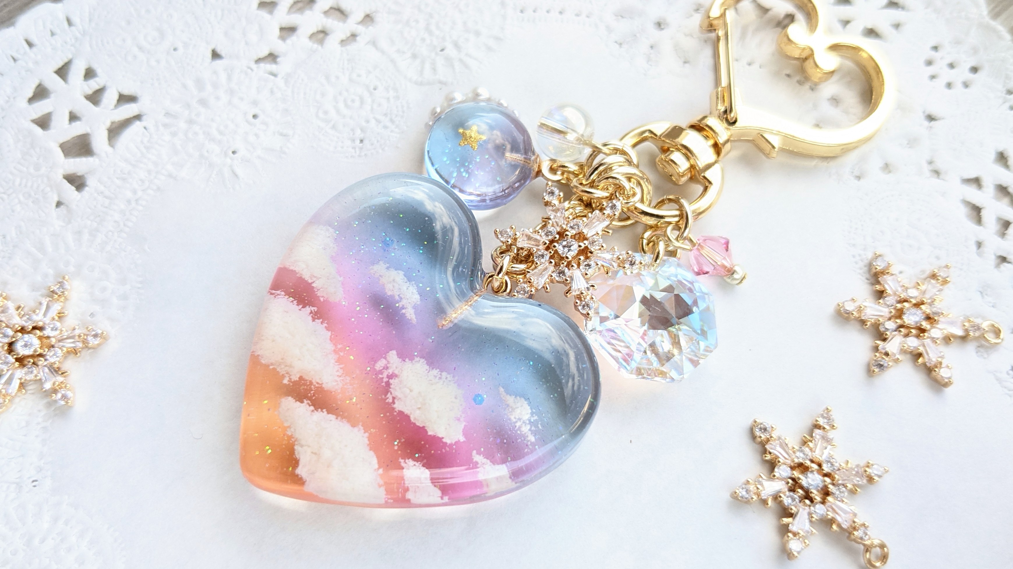 夕空ハートのキーホルダー