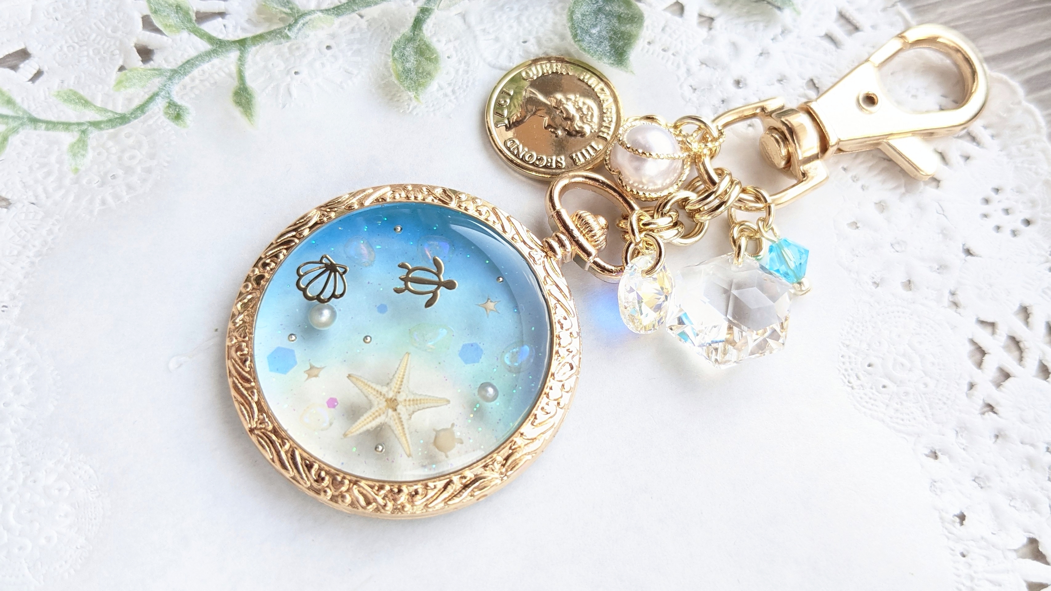 海の懐中時計キーホルダー