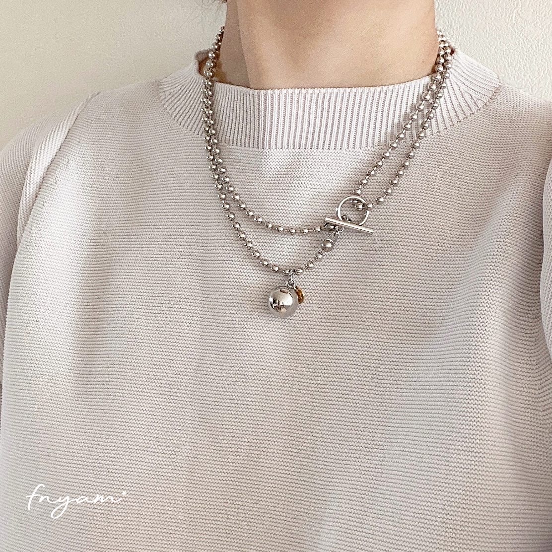 ボールチェーンlongネックレス