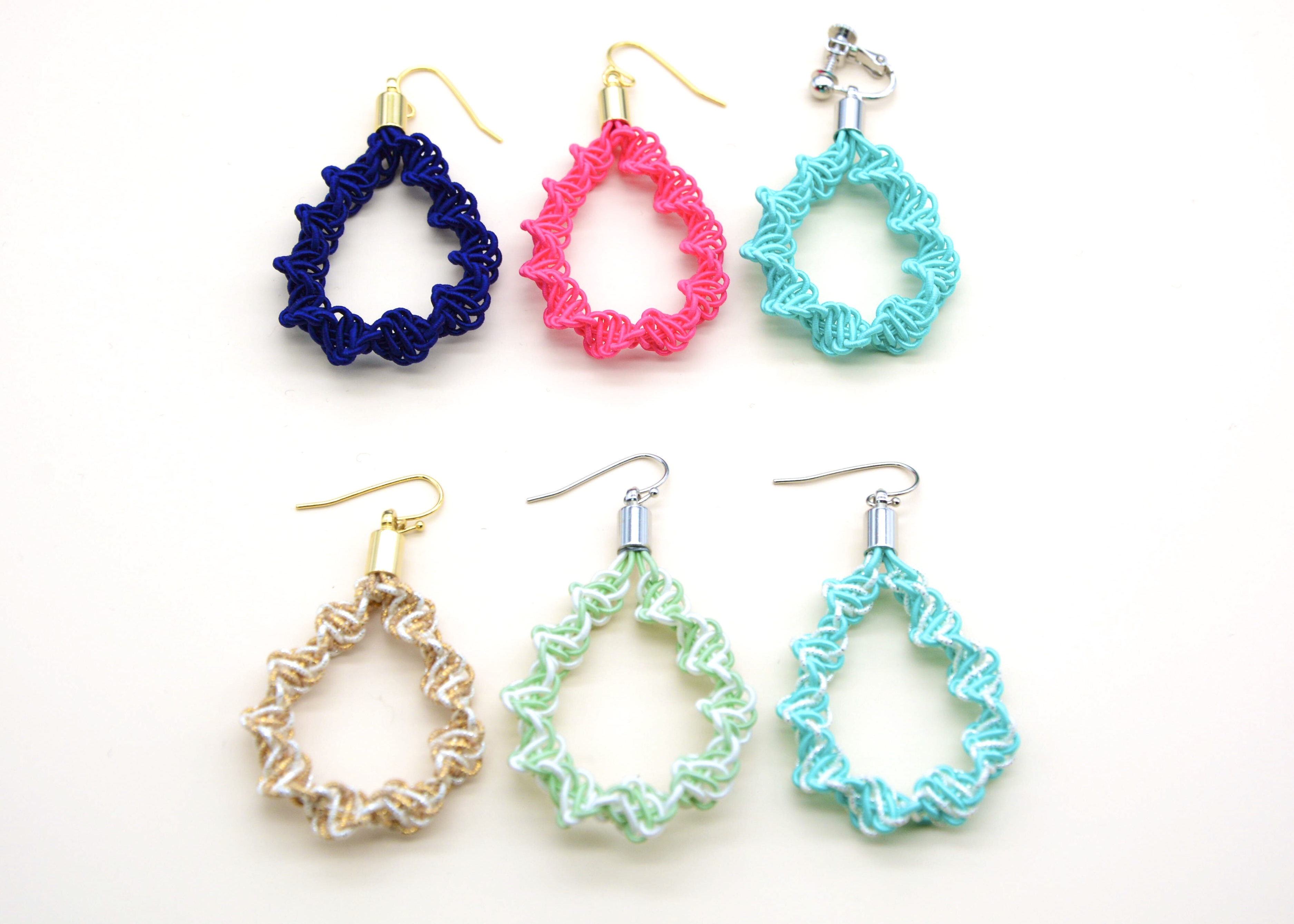 水引を使った、しずく型のピアス・イヤリングの材料キット