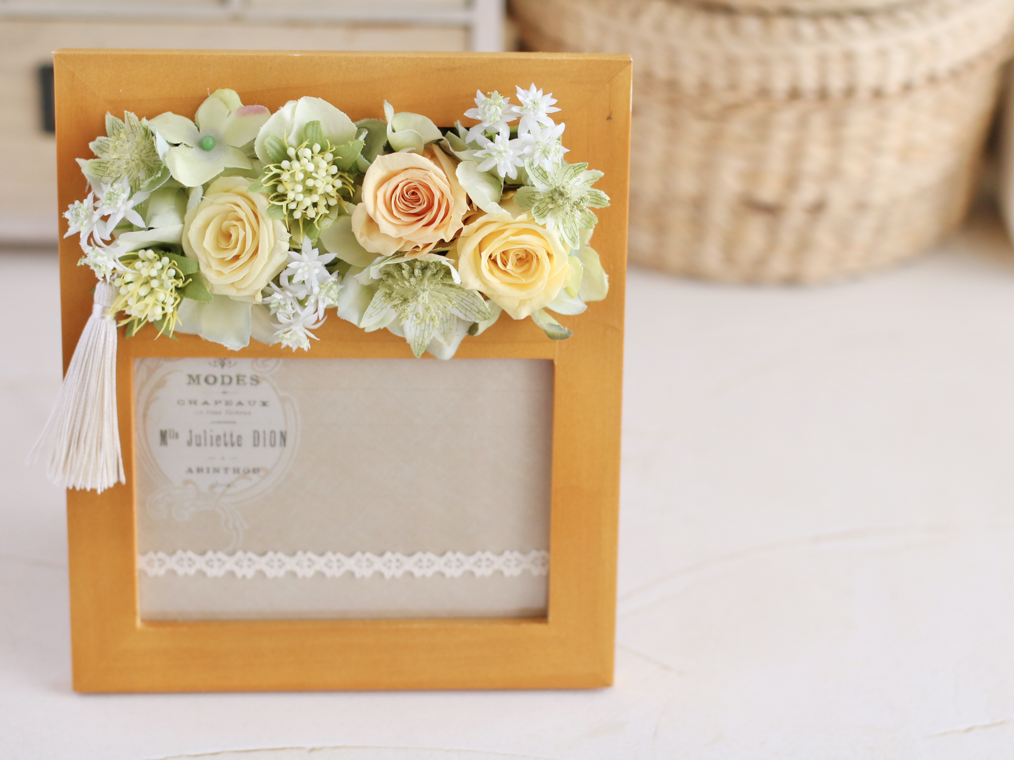 花材キット「フォトフレームアレンジ〜レモンイエロー」