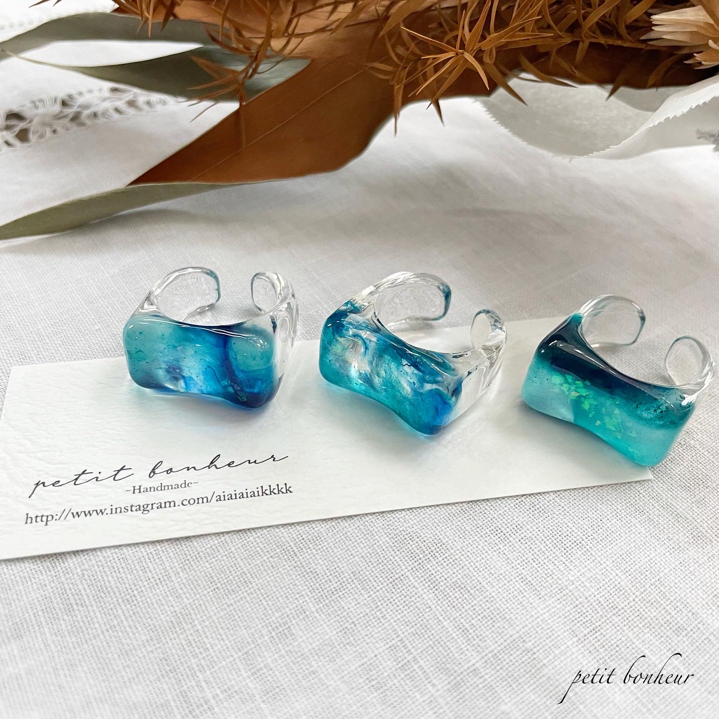 レジンリング（ブルーグリーン）