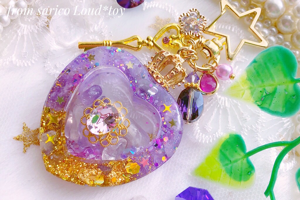 アメジストとスワロフスキーのハートシェイカー🔮