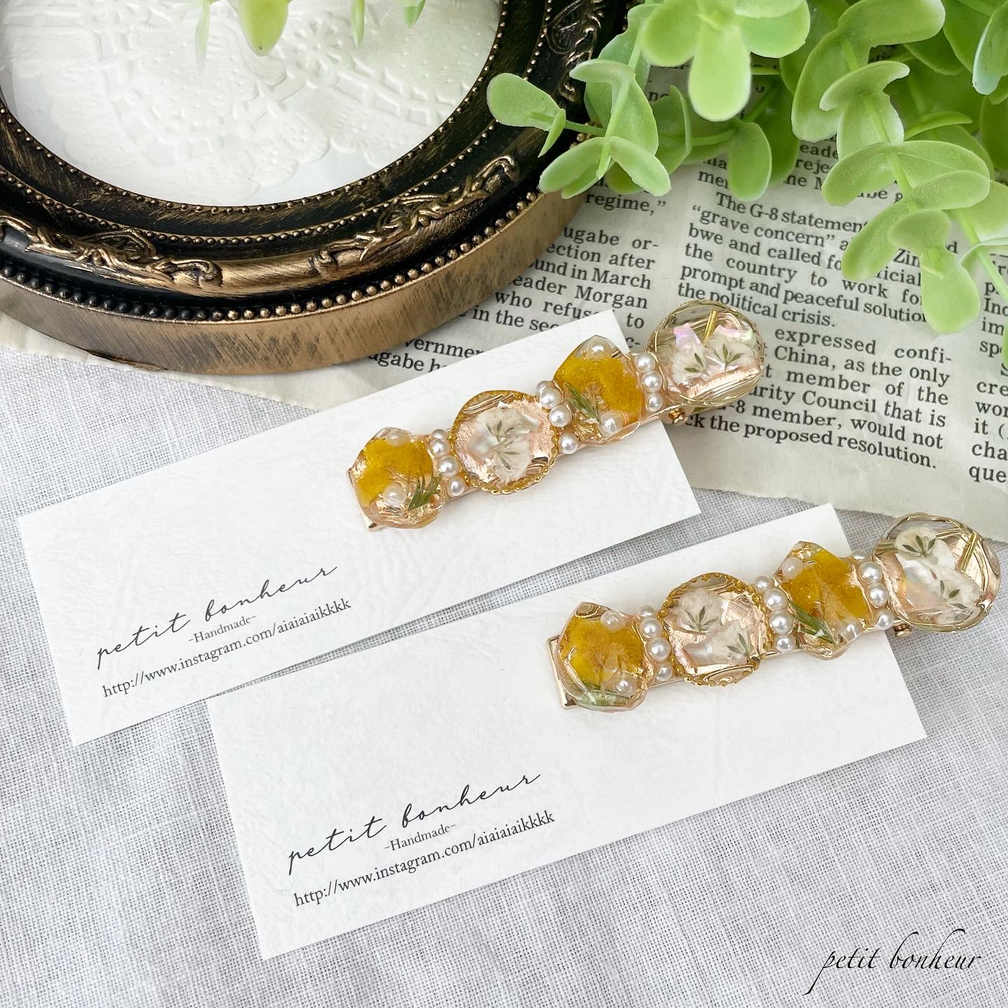 ✴︎受注製作✴︎ミモザヘアクリップ𓆸𓆸