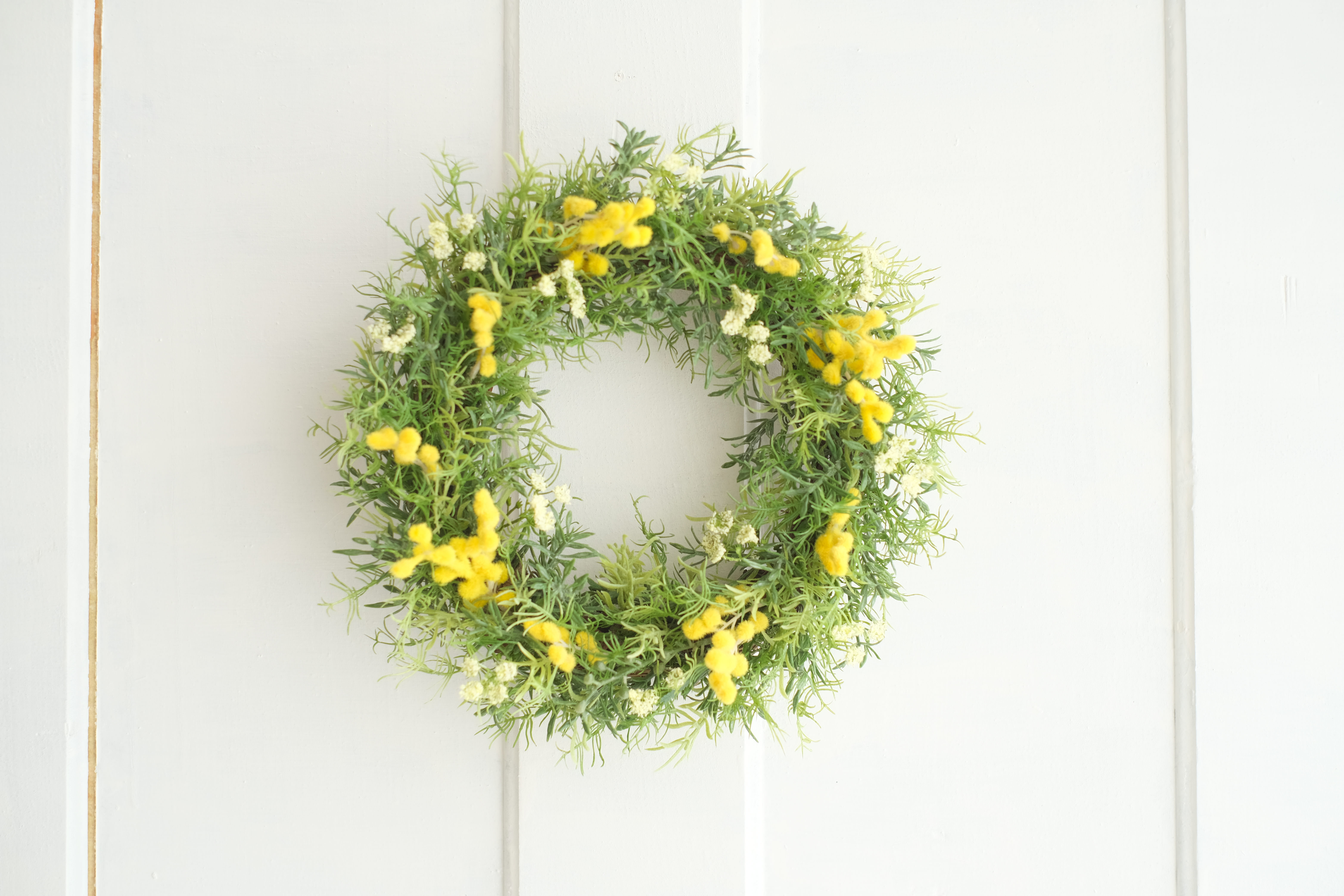 ふんわりグリーンのミモザのリースキット