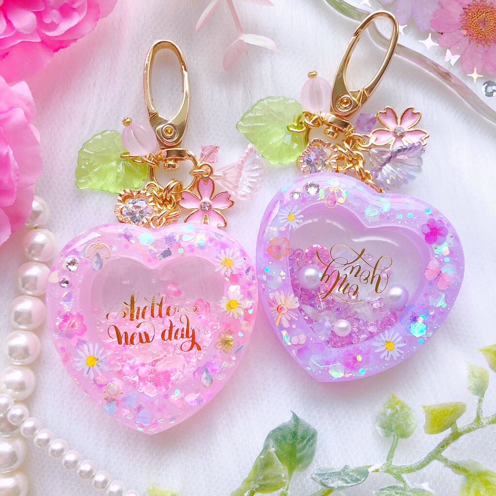 Spring flowerハートチャーム🌸パープル