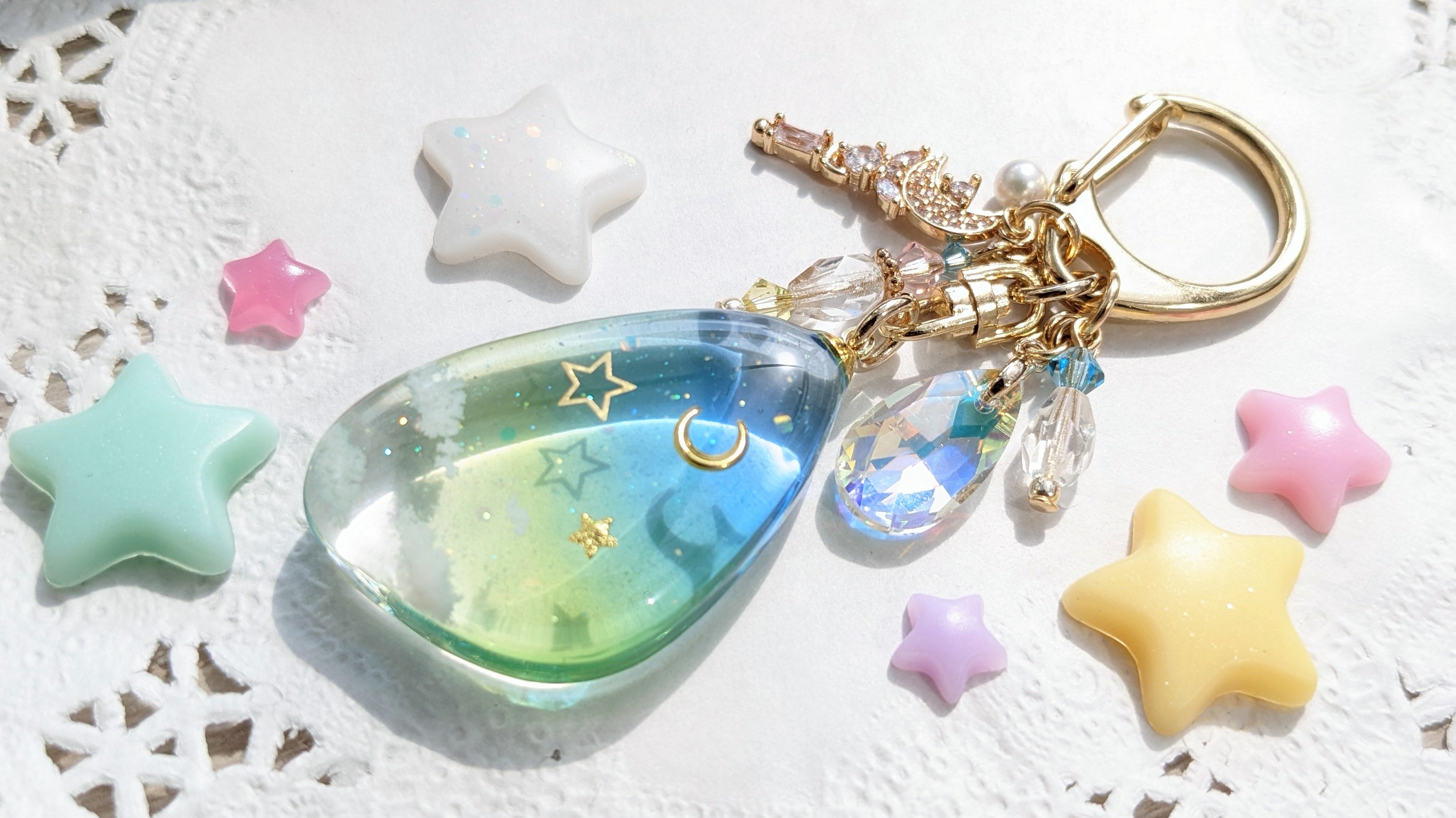 Sky blue key charm