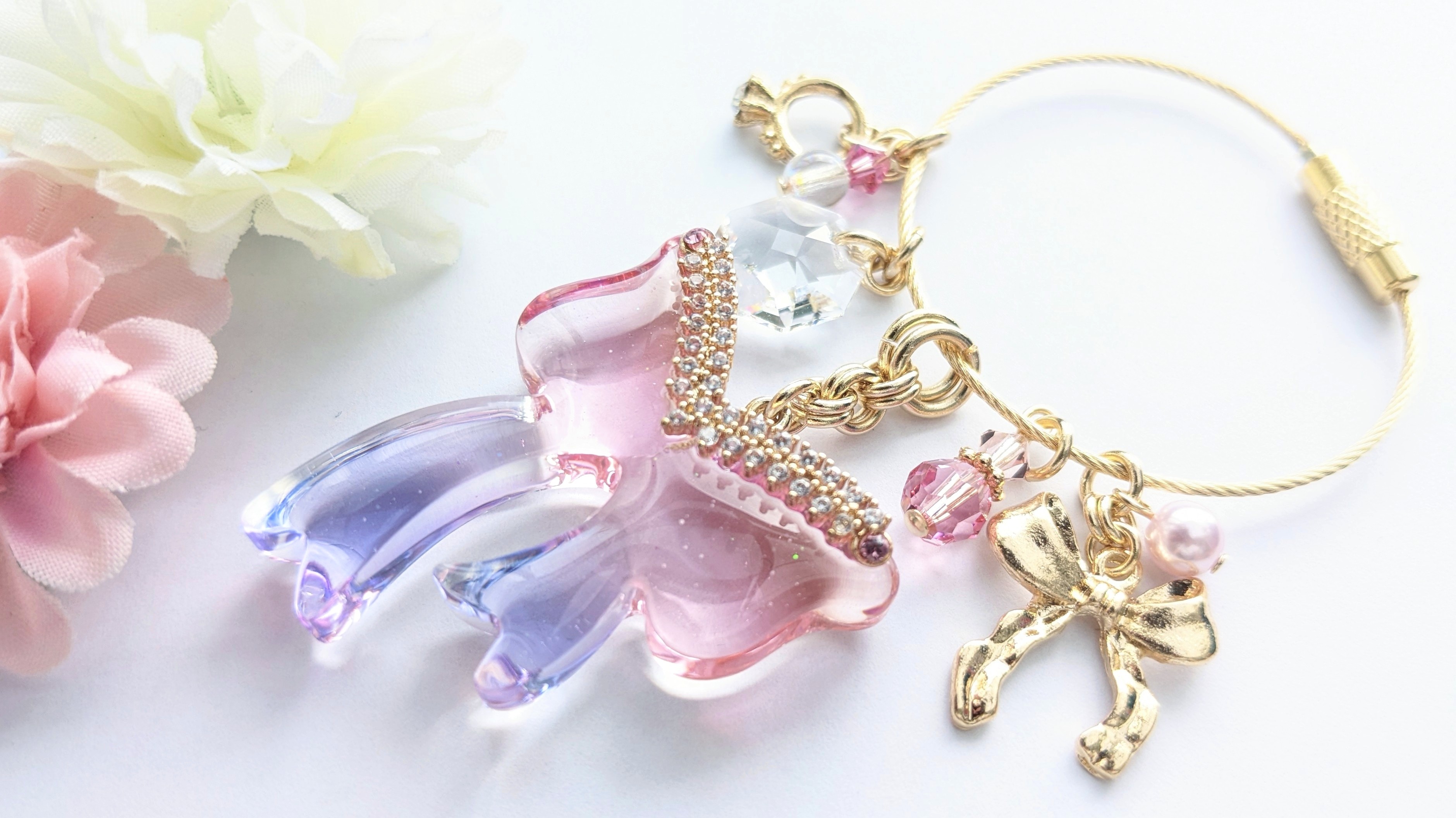 ダブルリボンのキーリング